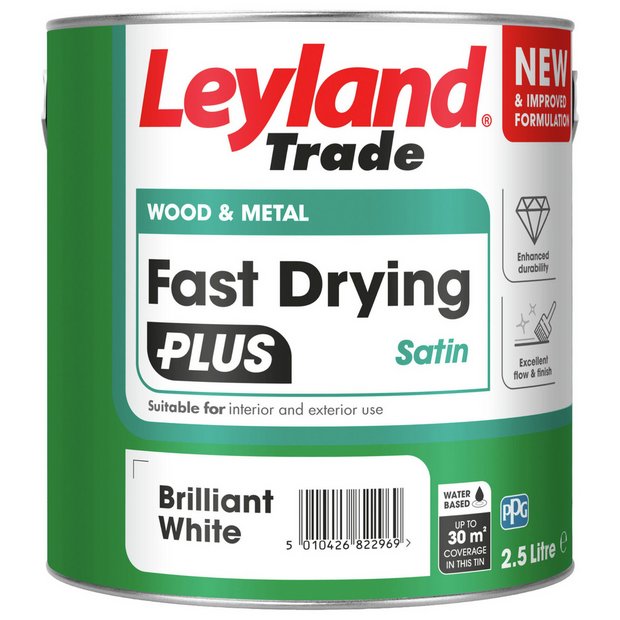 Leyland paint satin brilliant white 2.5L - British product