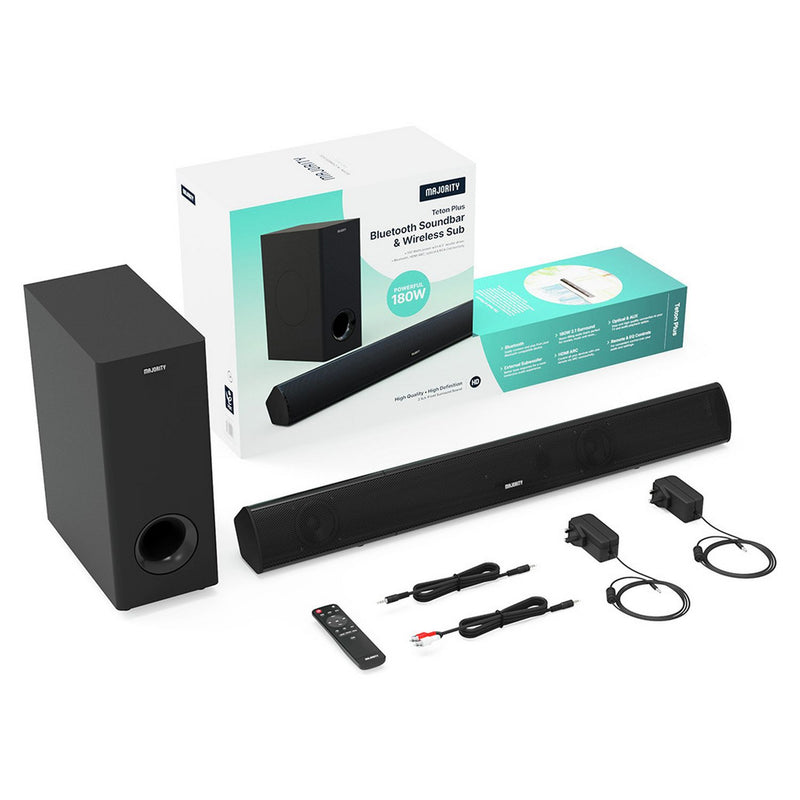 Majority Teton Plus 2.1 soundbar with wireless subwoofer - British product
