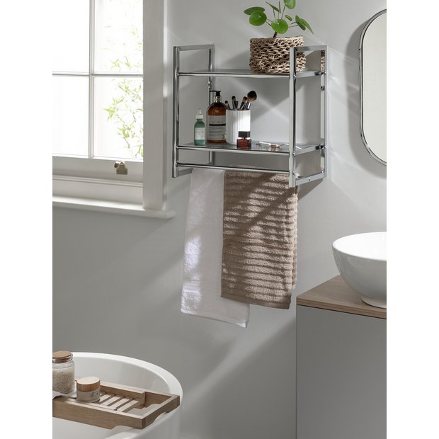 Habitat 2 tier chrome shelf unit and towel rail - British product