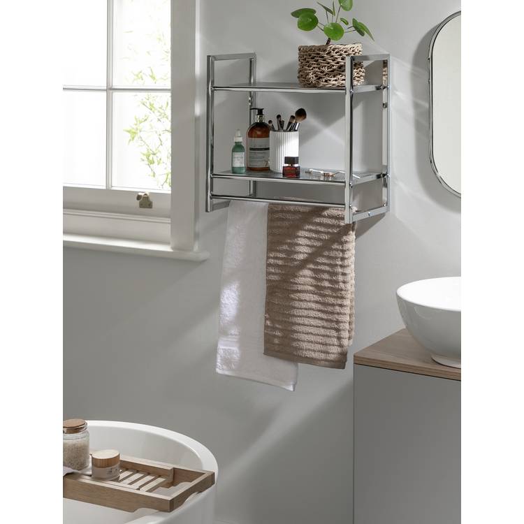 Habitat 2 tier chrome shelf unit and towel rail - British product