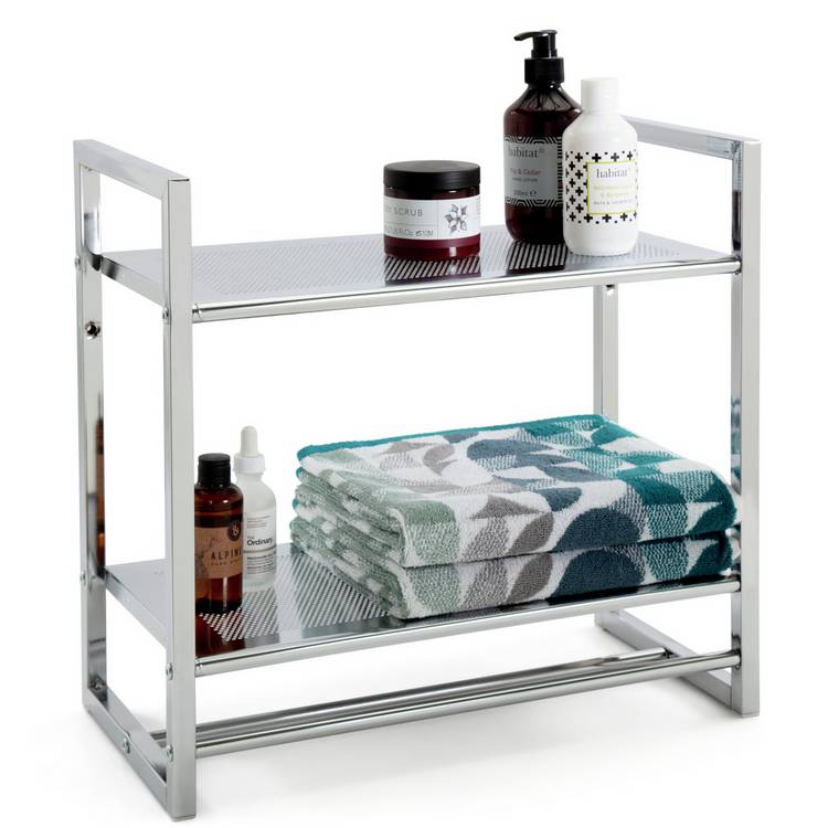 Habitat 2 tier chrome shelf unit and towel rail - British product