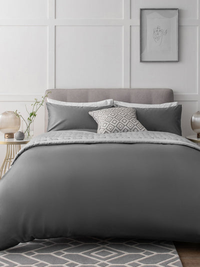 Next Charcoal Grey 400 Thread Count Egyptian Cotton Sateen Duvet Cover and Pillowcase Set- Buy online at McGrocer