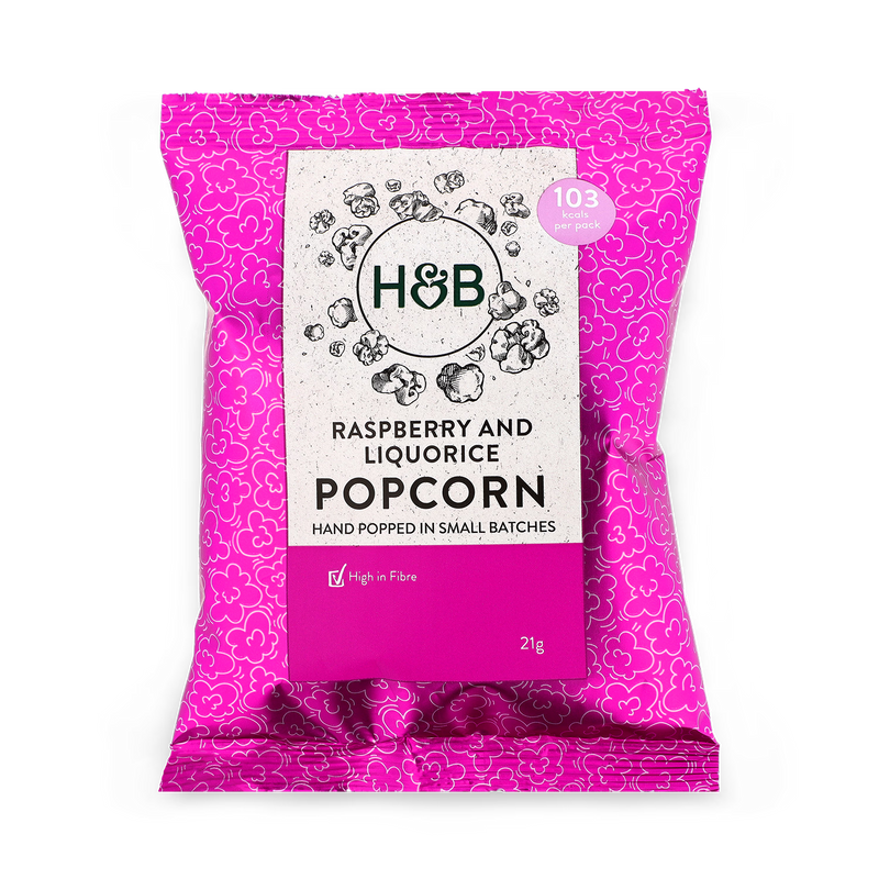 Holland & Barrett Raspberry & Liquorice Popcorn 21g, UK version