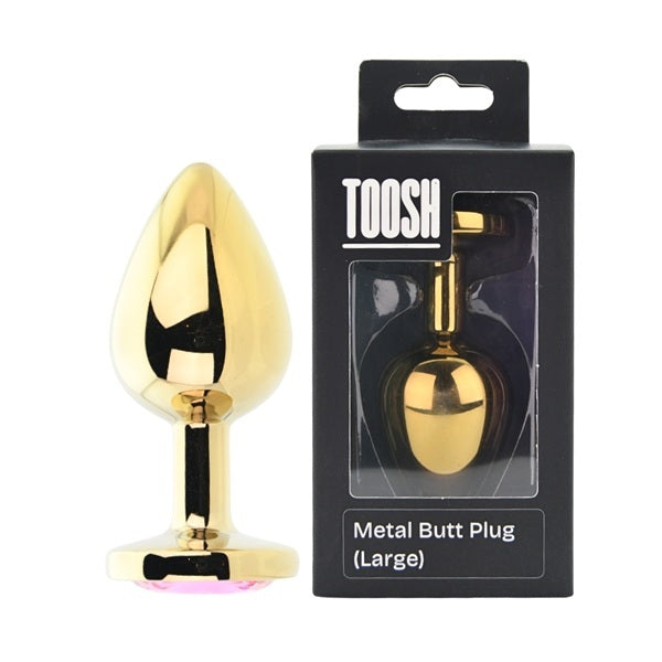 Loving Joy Toosh large metal butt plug pink stone - British product
