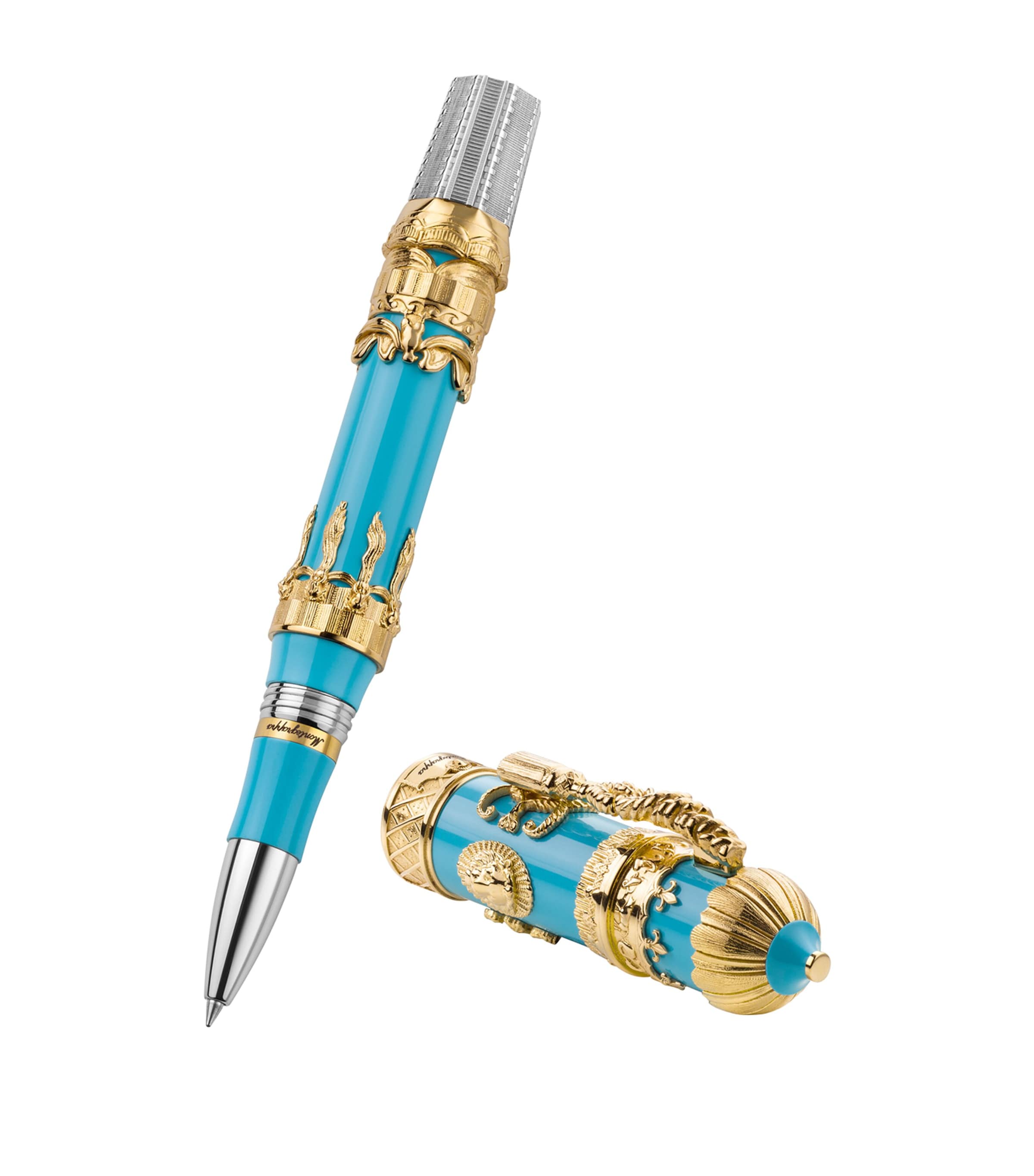 Montegrappa resin and yellow gold Montgolfier rollerball pen, imported from the UK