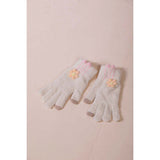SVNX knitted floral gloves beige one size, imported from the UK