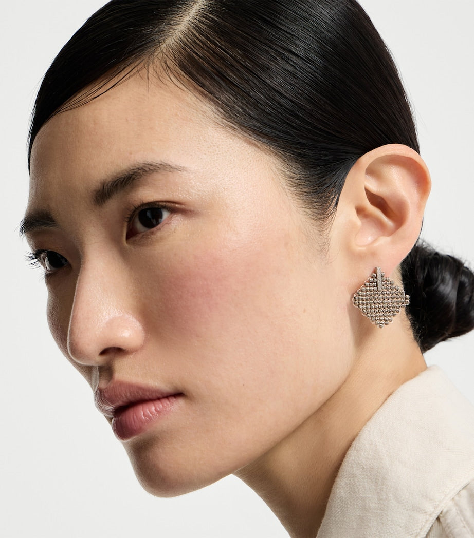 Brunello Cucinelli sterling silver square earrings - British product