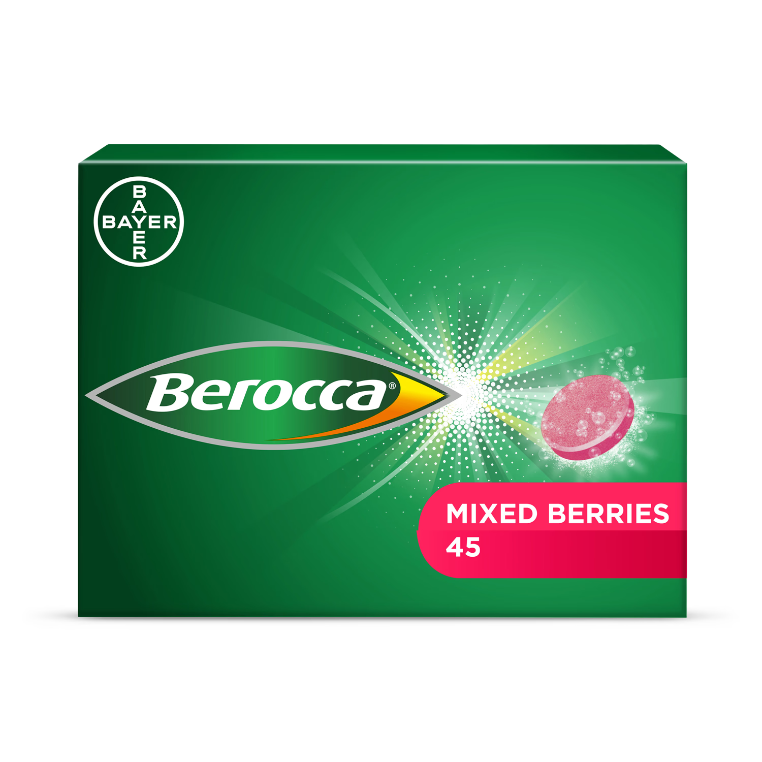 Berocca effervescent tablets mixed berries 45 tablets (British brand)