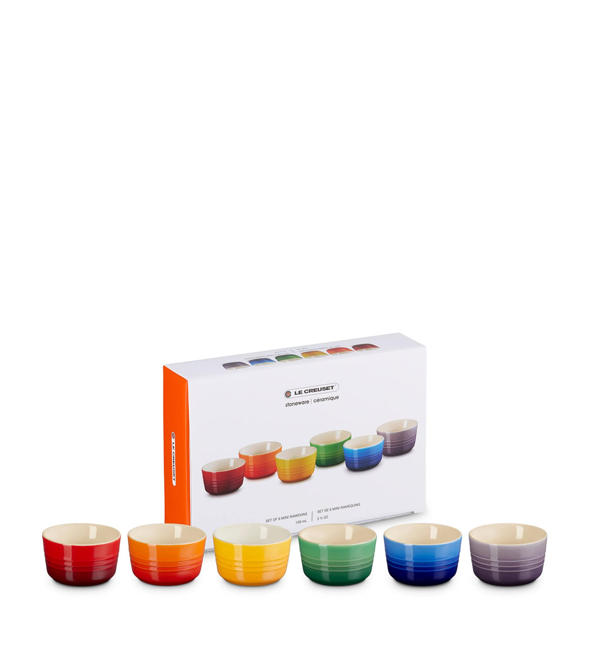 Le Creuset rainbow stoneware ramekins set of 6, UK version