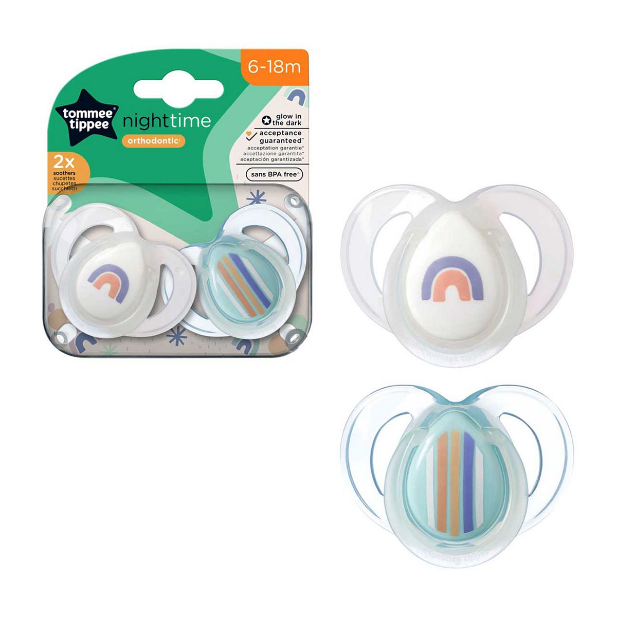 Tommee Tippee Anytime Soother, 0-6 months, 2 pack of symmetrical, BPA free soothers with a reusable steriliser pod GOODS Boots   