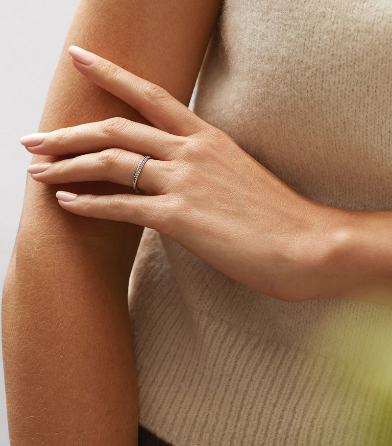 Boodles platinum diamond petal wedding ring, imported from the UK