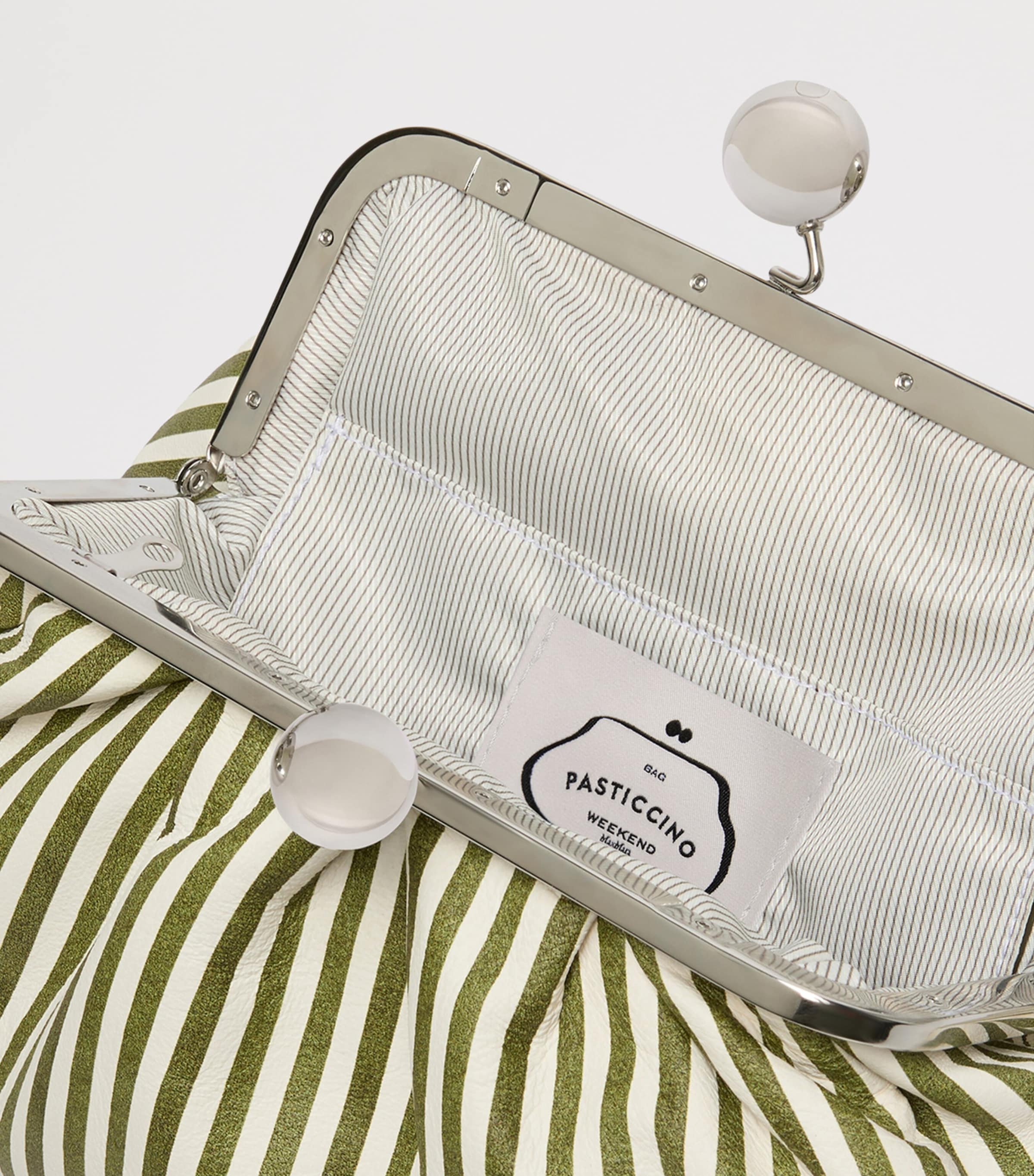 Weekend Max Mara striped leather clutch bag medium, imported from the UK