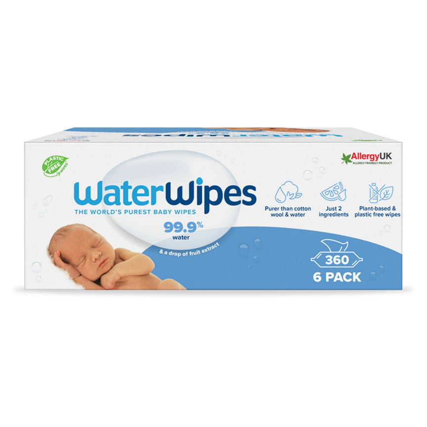 WaterWipes Sensitive Newborn Biodegradable Baby Wipes 6x60pk GOODS ASDA   