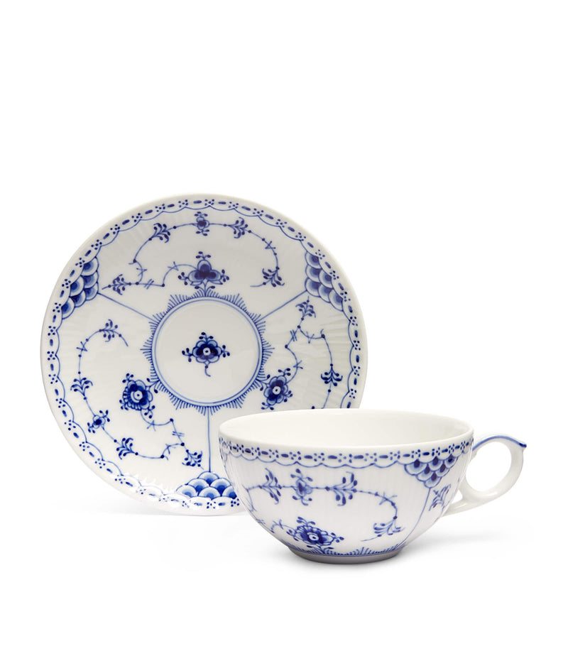 Royal Copenhagen Blue Fluted teacup and saucer, imported from the UK