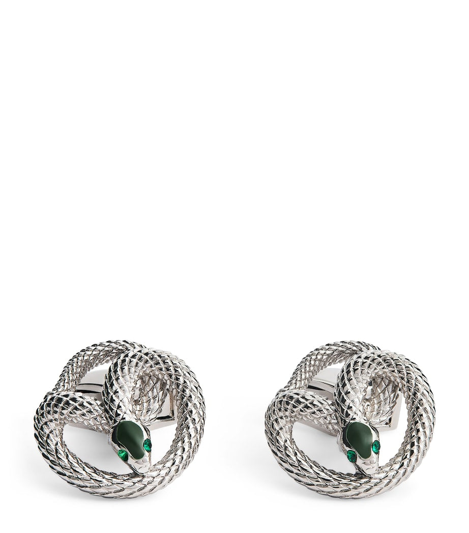 Tateossian Viper palladium enamel cufflinks 1.8cm (British brand)