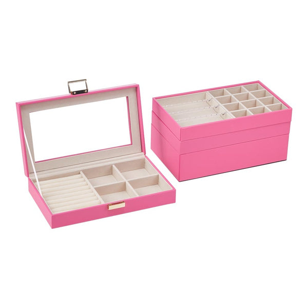 Livingandhome transparent lid jewellery box four layers velvet interior (British brand)