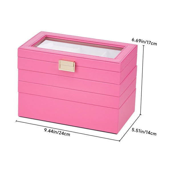 Livingandhome transparent lid jewellery box four layers velvet interior (British brand)