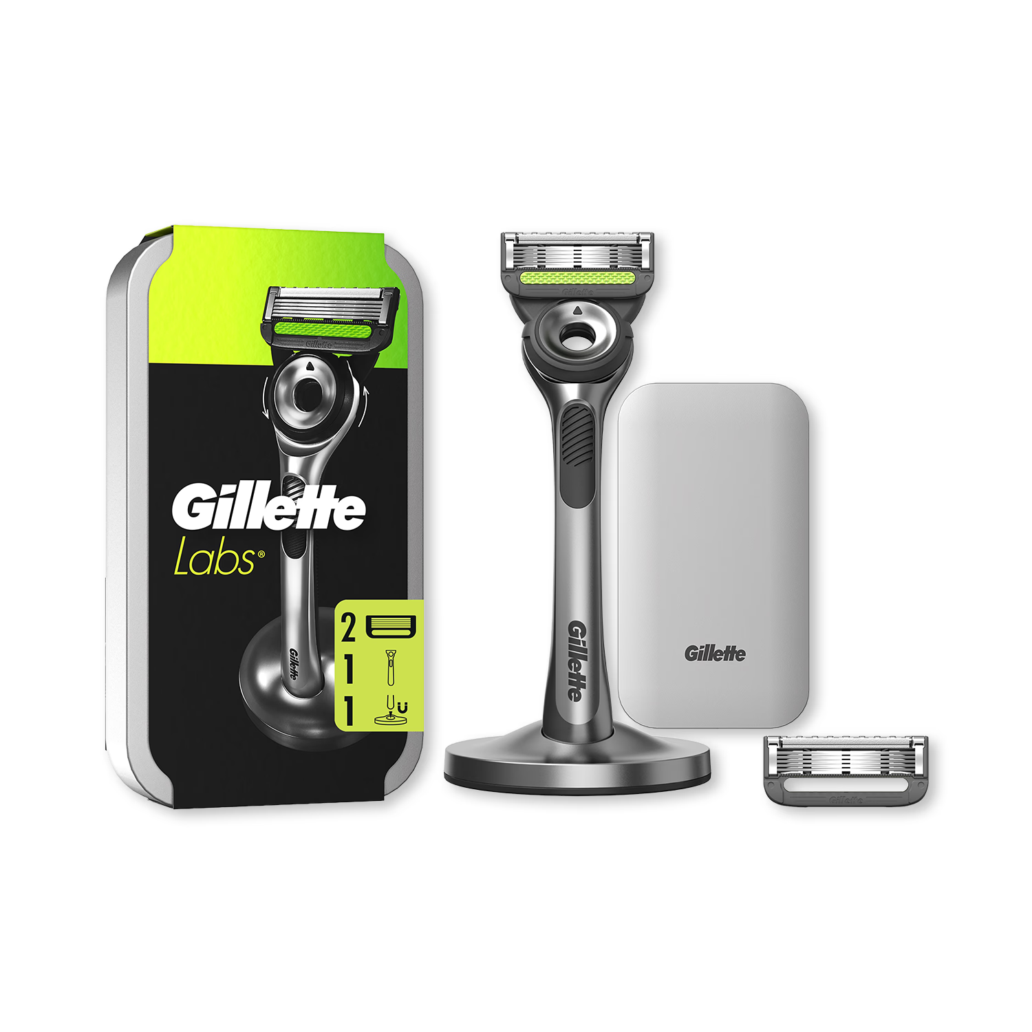 GilletteLabs exfoliating bar razor with stand and travel case, UK version
