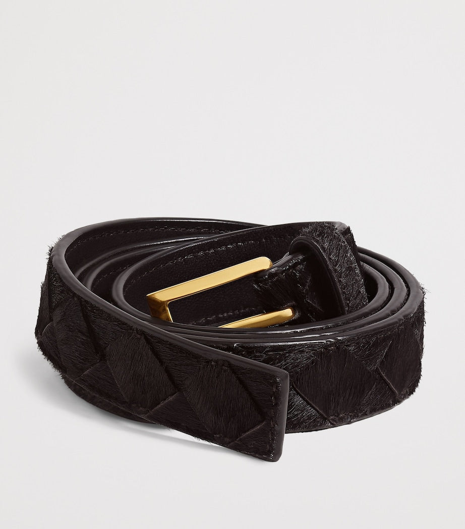 Bottega Veneta ponyhårbelte 2 cm, importert fra Storbritannia