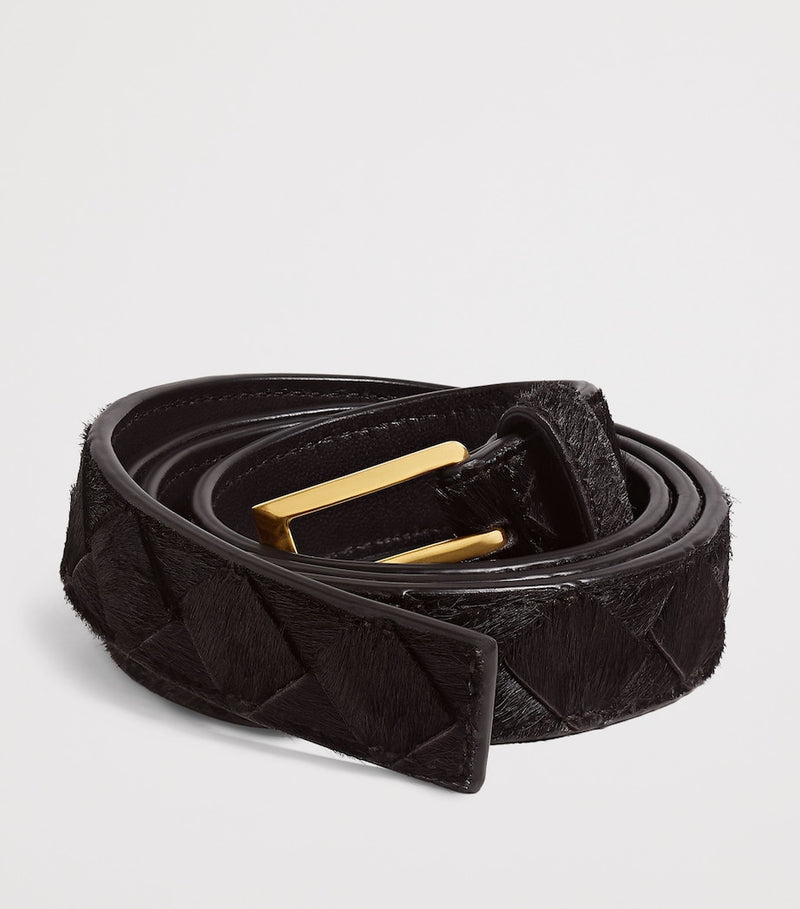 Bottega Veneta ponyhårbelte 2 cm, importert fra Storbritannia