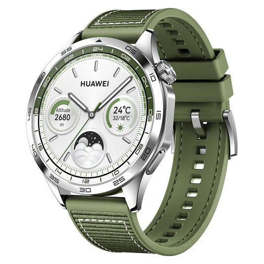 HUAWEI Watch GT 4 46mm Smart Watch - Green Woven Strap GOODS Boots   