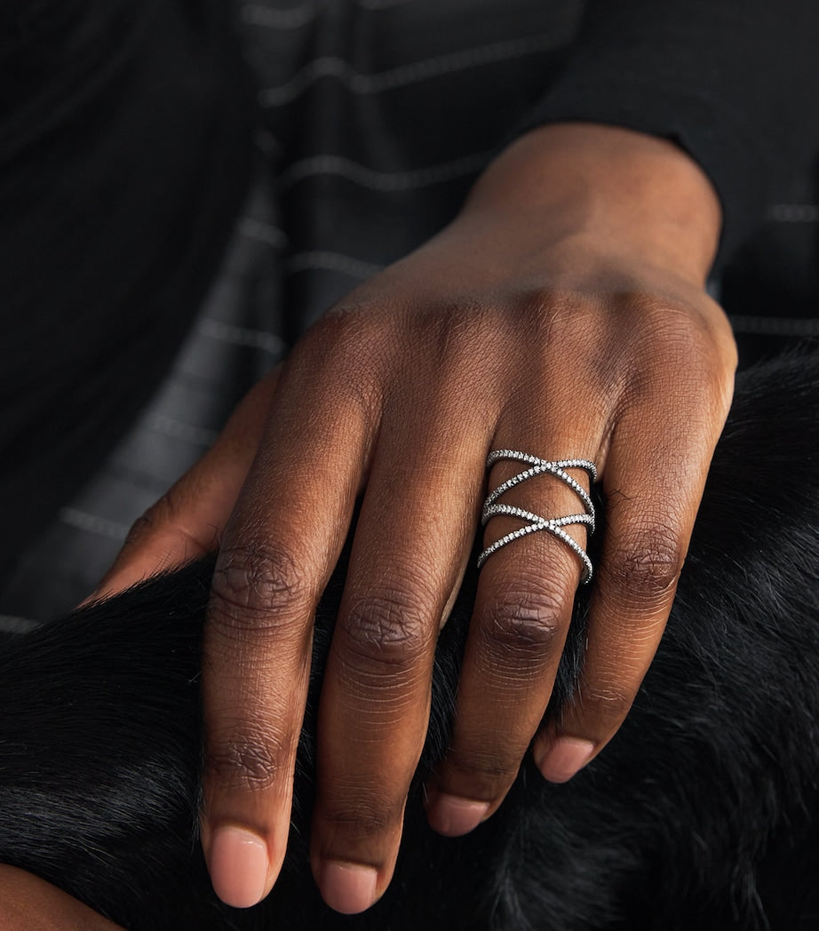 Eva Fehren blackened white gold diamond XX ring - British product