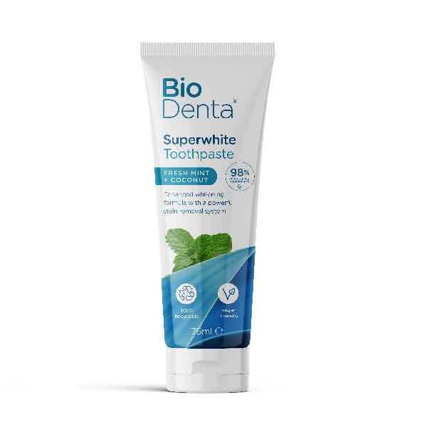 BioDenta Natural Whitening Toothpaste SUPERWHITE Vegan 75ml GOODS Superdrug   