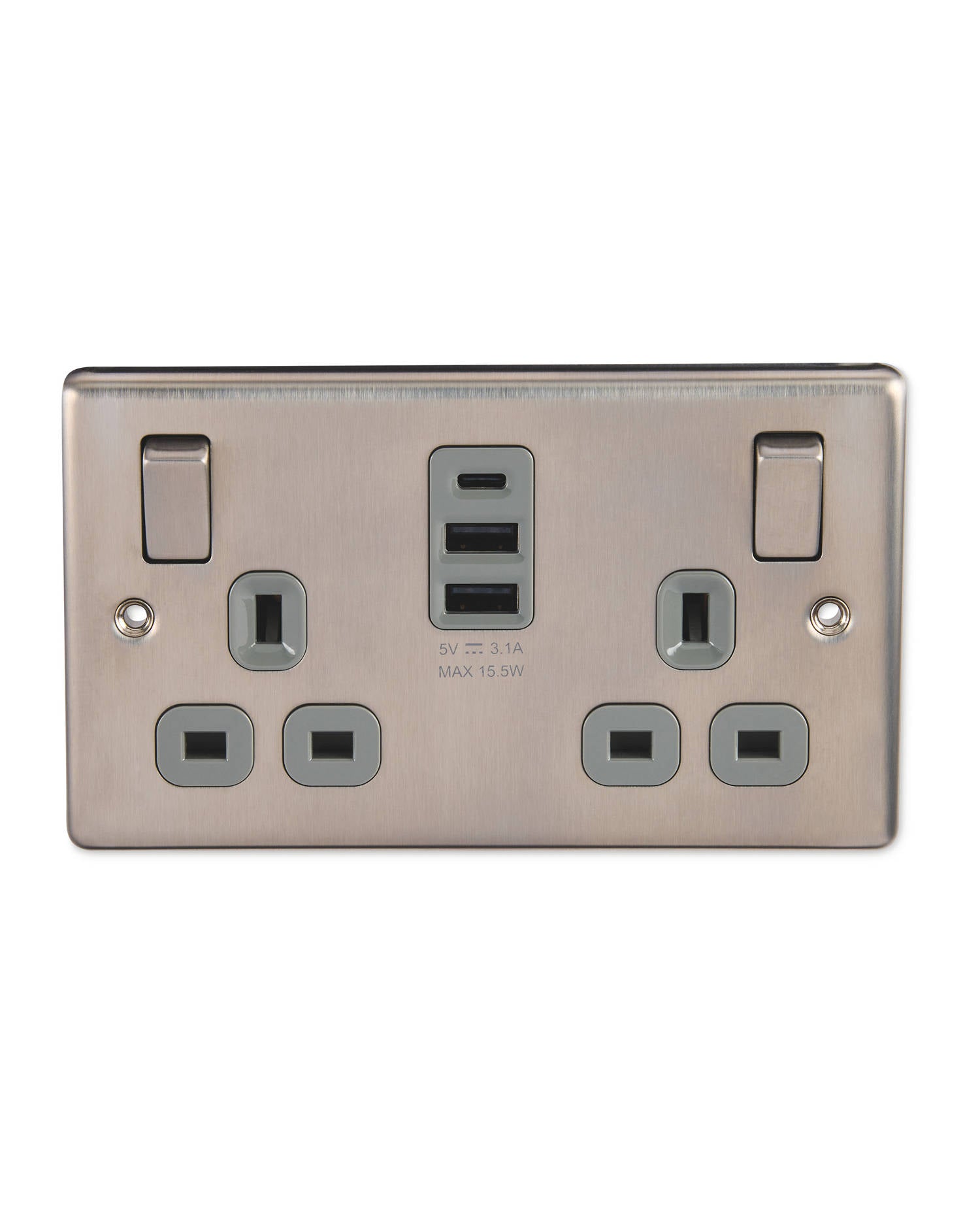 2 pack double socket with integrated USB ports (British brand)