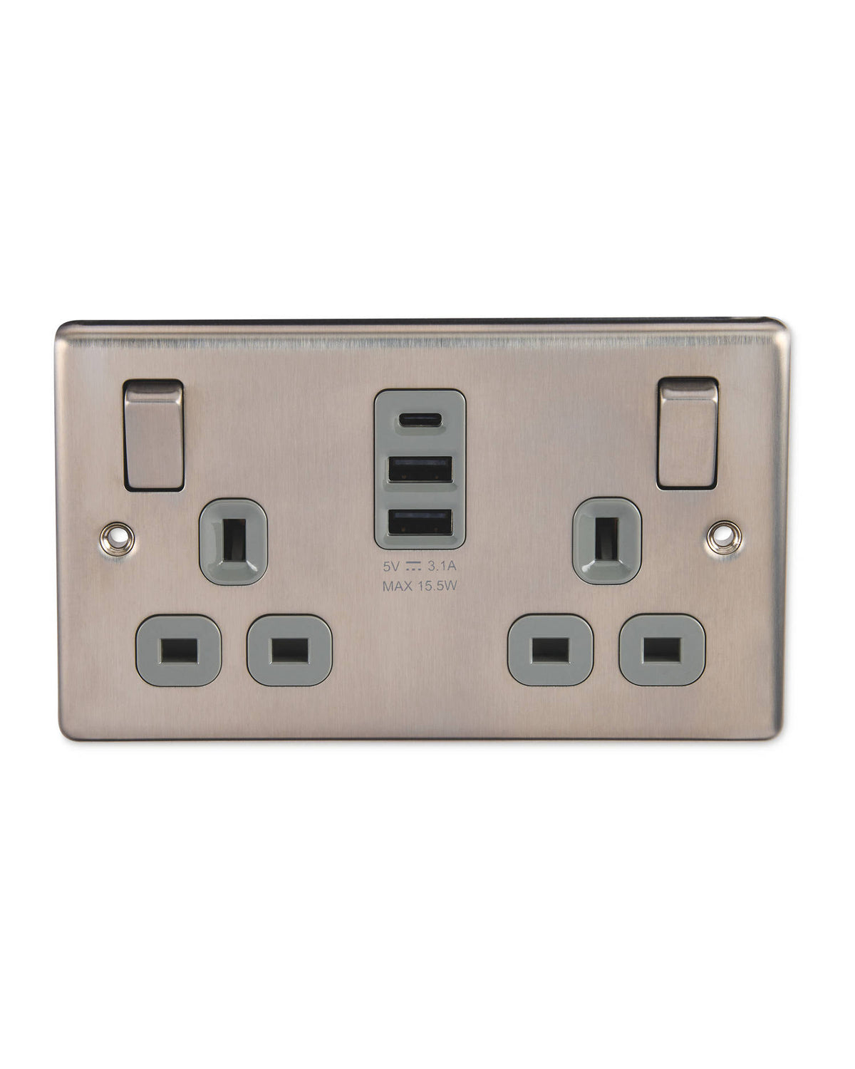 2 pack double socket with integrated USB ports (British brand)