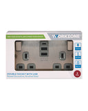 2 pack double socket with integrated USB ports (British brand)