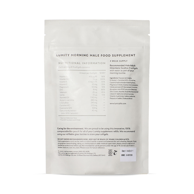 Lumity male supplement morning night 28-day 224 softgels - British product