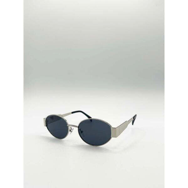 SVNX sunglasses silver grey rounded oval metal frame - British product