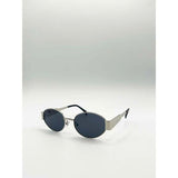 SVNX sunglasses silver grey rounded oval metal frame - British product