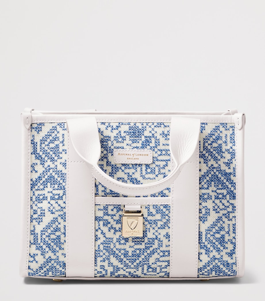 حقيبة Aspinal of London Canvas Raffia Henley tote، مستوردة من المملكة المتحدة