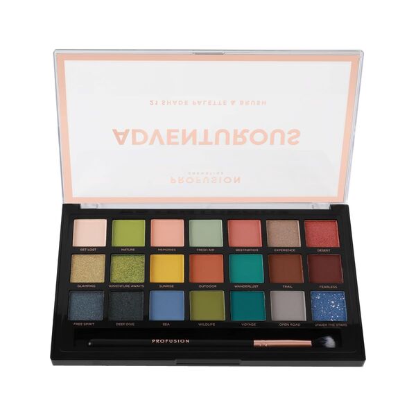 Profusion Cosmetics Adventurous 21 Shade Palette & Brush GOODS Superdrug   