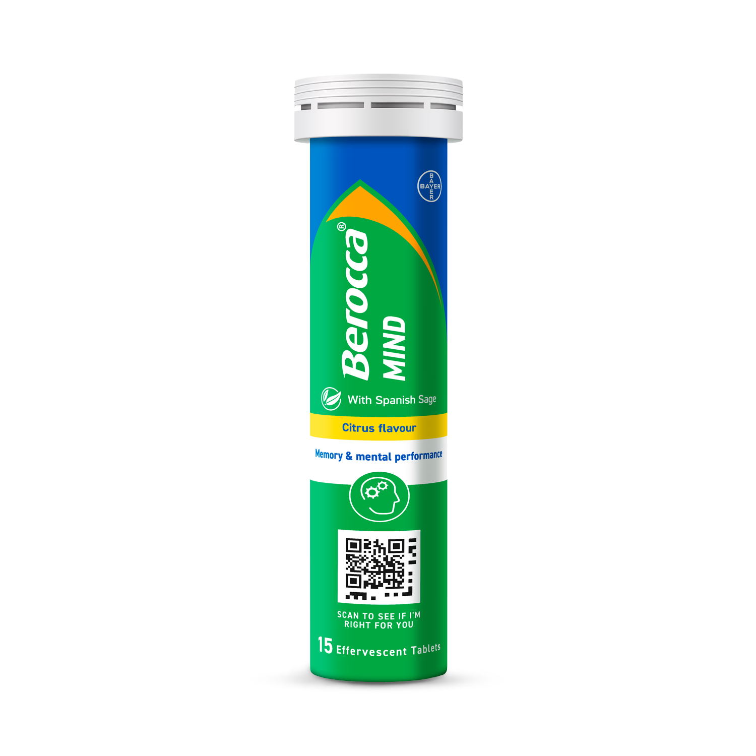 Berocca Mind citrus effervescent tablets 15 count, imported from the UK
