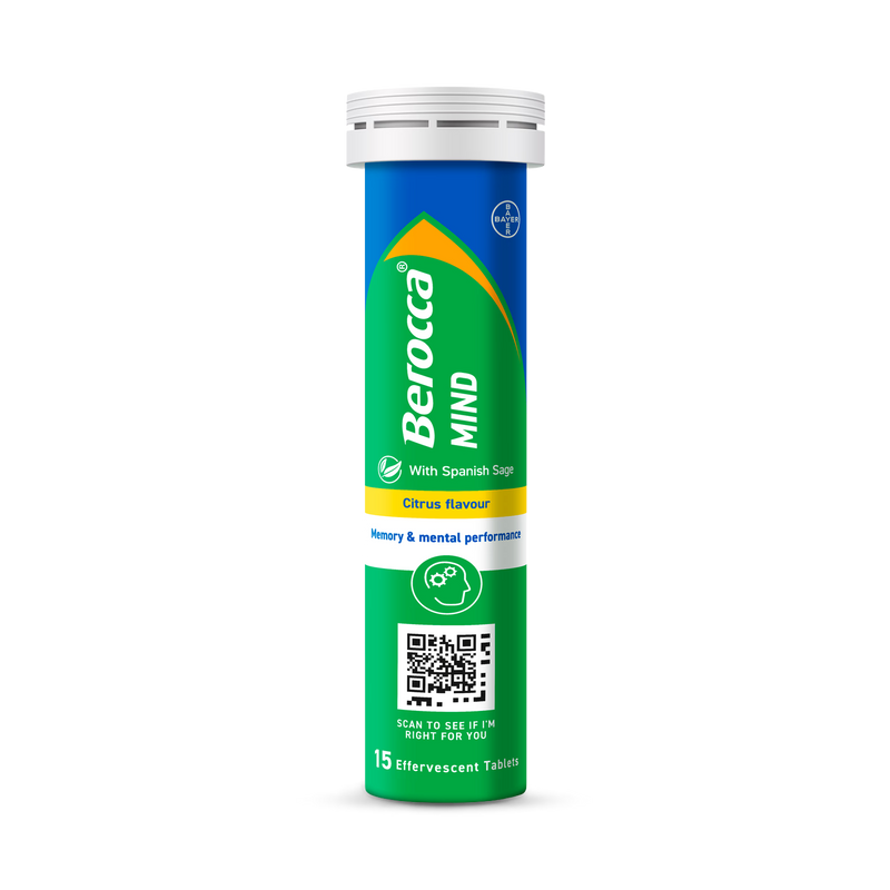 Berocca Mind citrus effervescent tablets 15 count, imported from the UK
