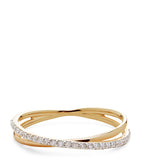 Monica Vinader yellow gold crossover ring with diamonds, UK version