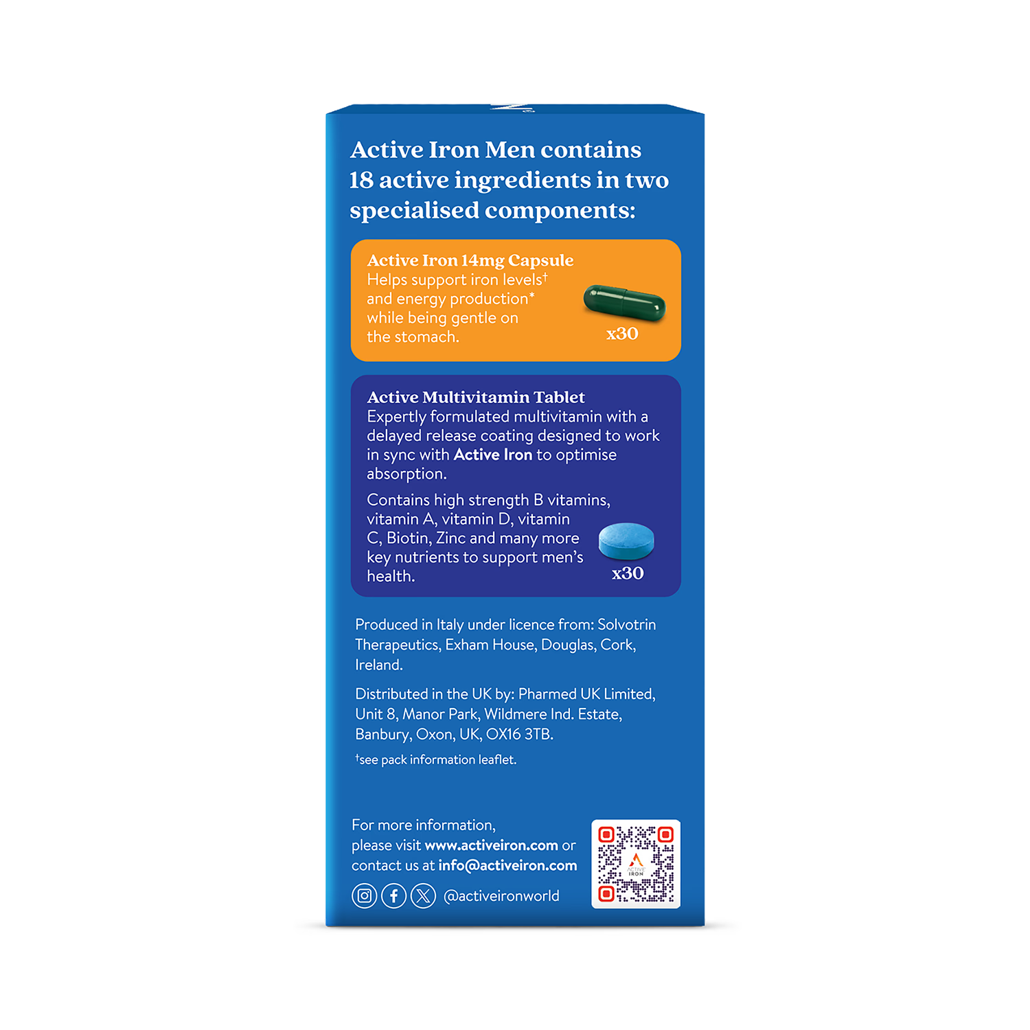 Active Iron Men's Iron Supplement 30 Capsules Plus Tablets - British product