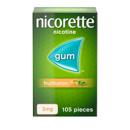 Nicorette Fruitfusion Chewing Gum - 2mg, x105 Pieces (stop smoking aid) smoking control Sainsburys   