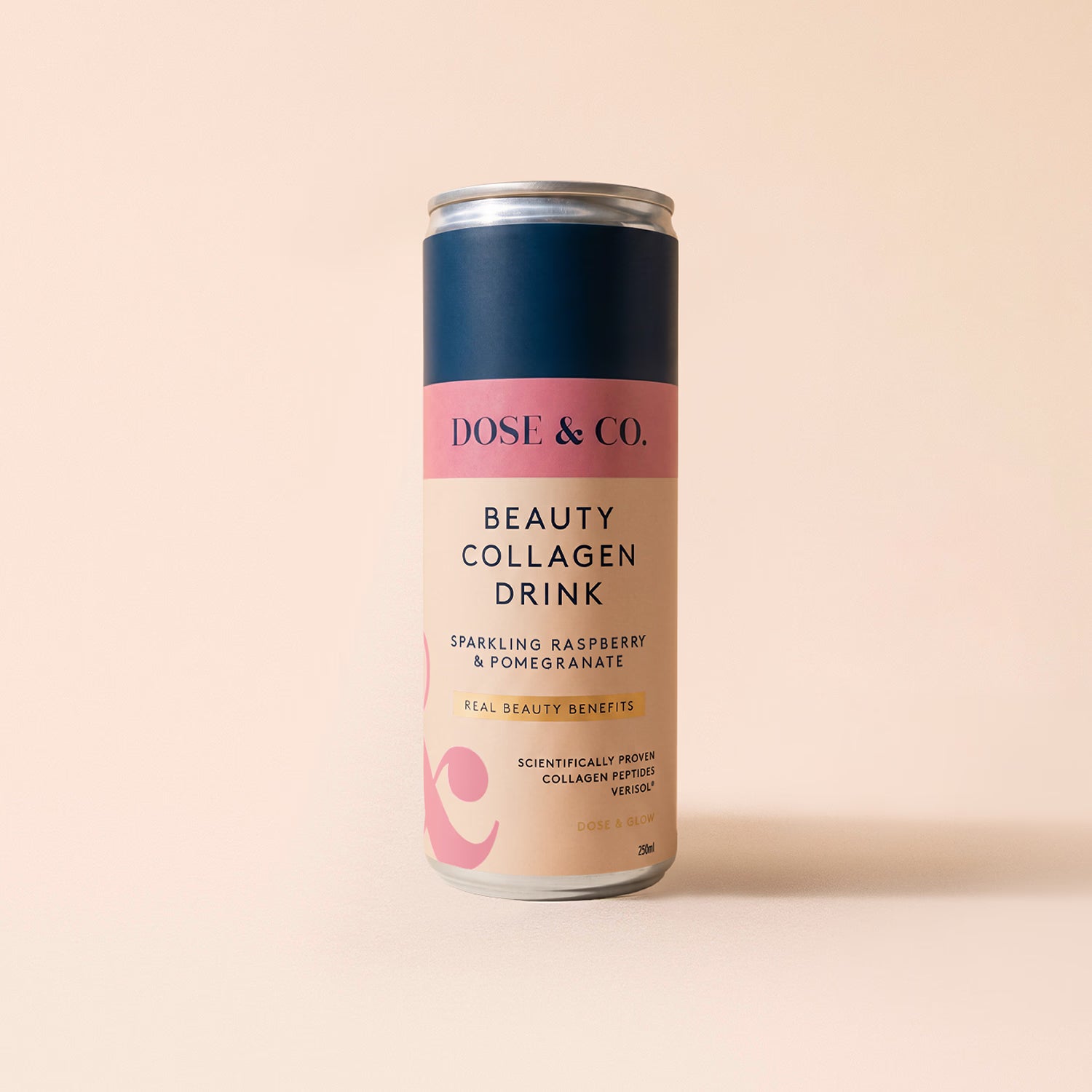 Dose & Co beauty collagen sparkling drink raspberry 250ml, imported from the UK