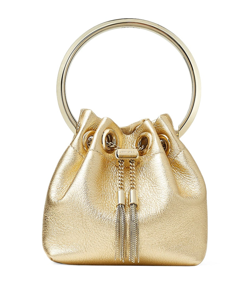 Jimmy Choo Micro Bon Bon top-handle bag metallic leather (British brand)