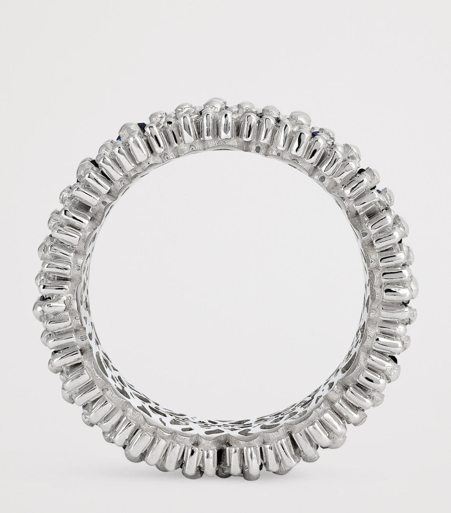 Suzanne Kalan white gold diamond blue sapphire eternity band - British product