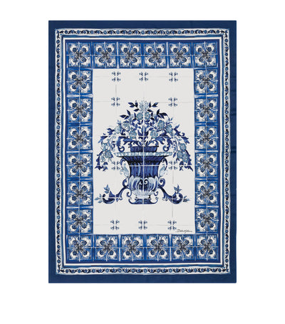 Harrods Dolce&Gabbana Casa Silk-Wool Blu Mediterraneo Throw 140cm x 180cm- Buy online at McGrocer