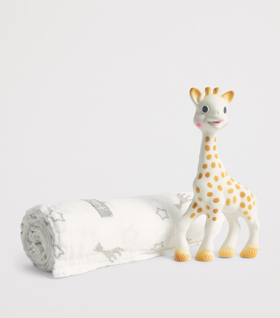 Sophie La Girafe baby comforter and teething toy set, imported from the UK