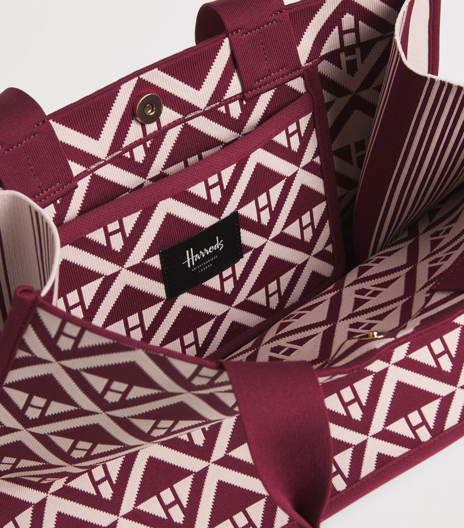 Harrods geometric tote bag, 100% cotton, UK version