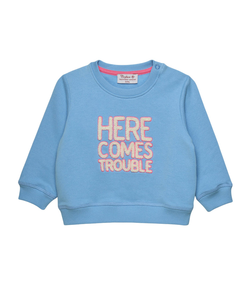 Trotters cotton Here Comes Trouble sweatshirt 3-24 months (British brand)