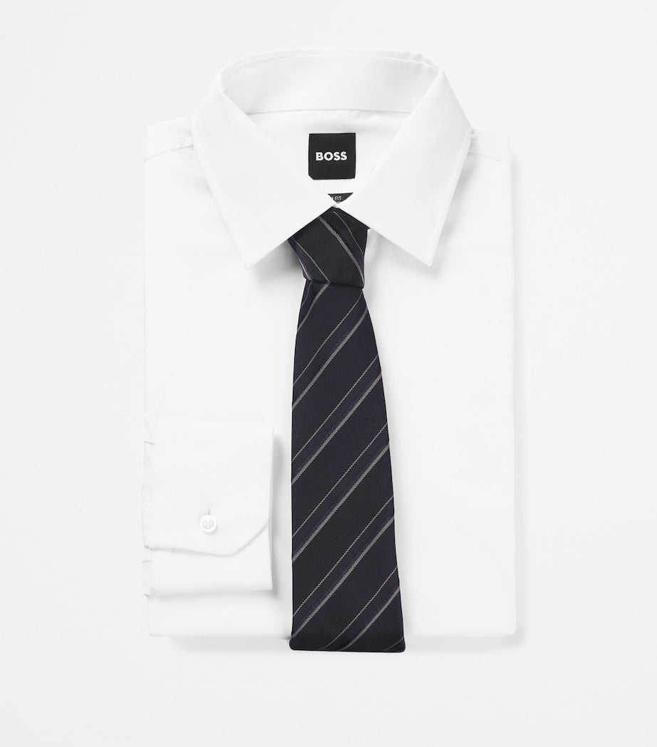 BOSS striped tie silk-cotton blend imported from the UK