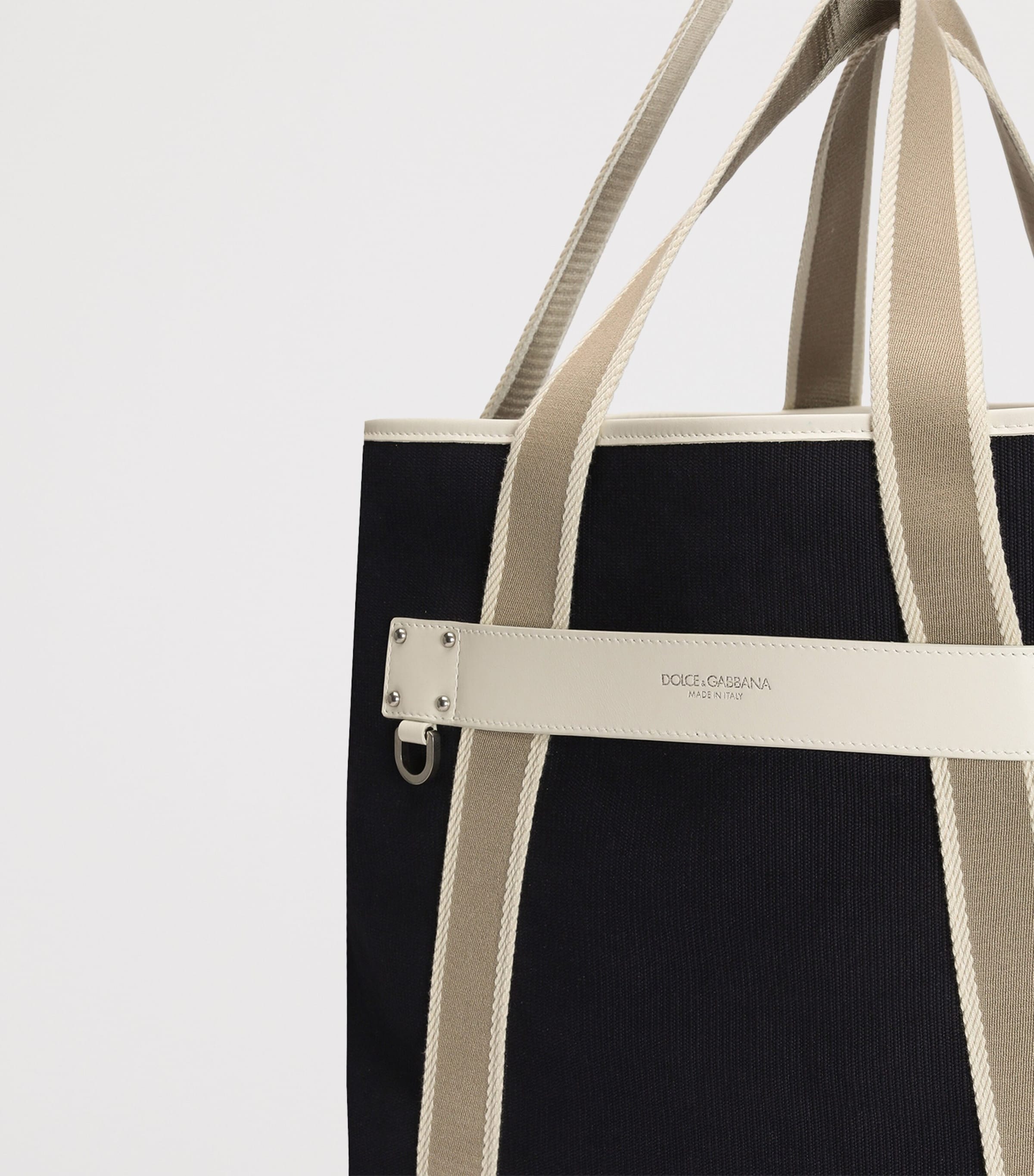 Dolce&Gabbana cotton-leather tote bag with logo patch (British brand)