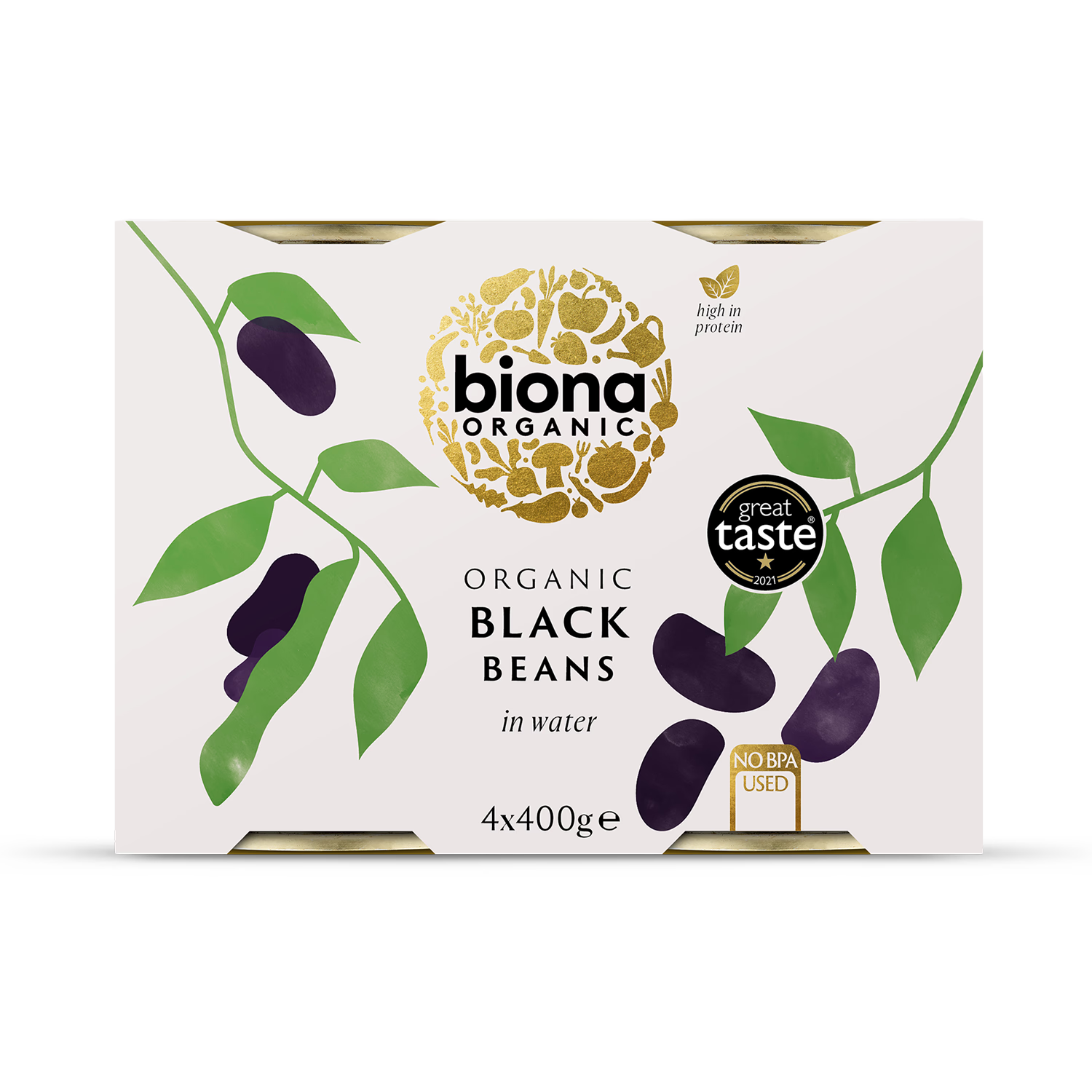 Biona organic black beans 4x 400g, UK version